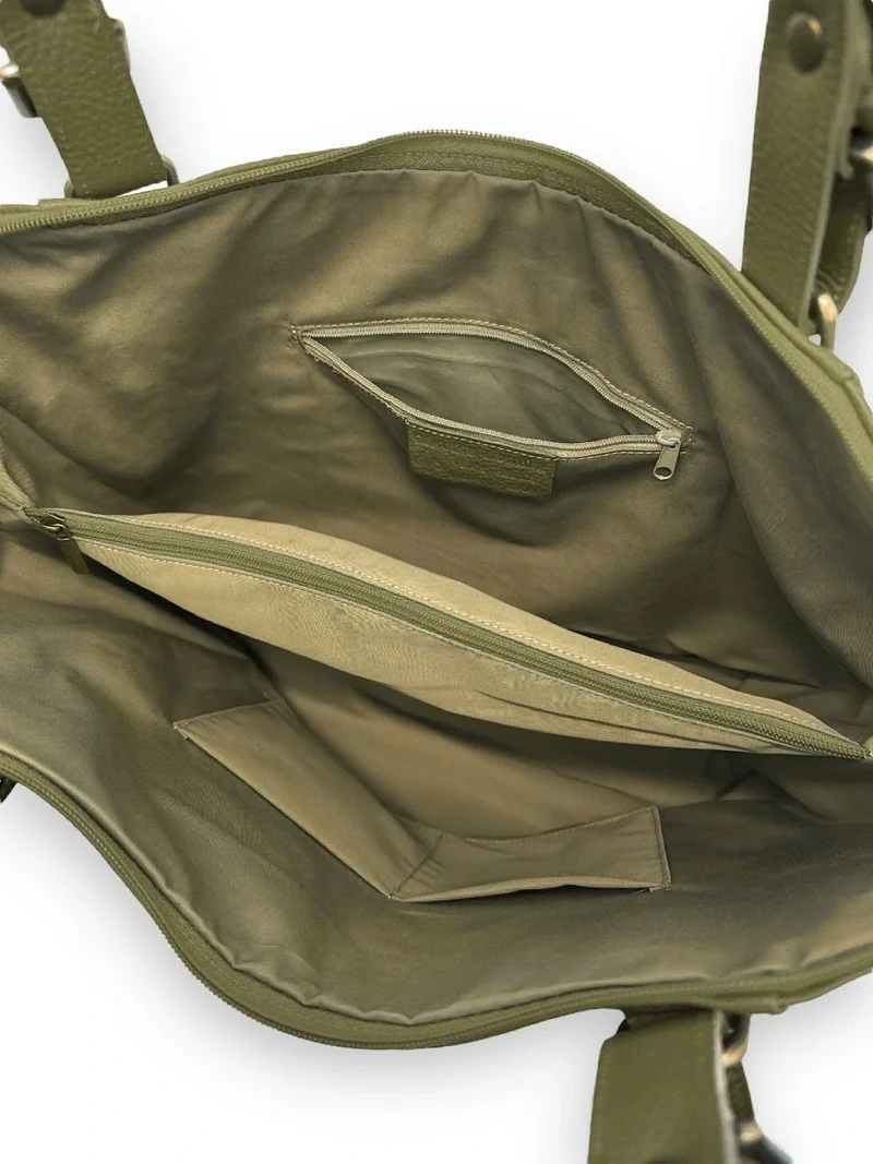 Sac porté épaule en cuir grainé CAMELIA Kaki