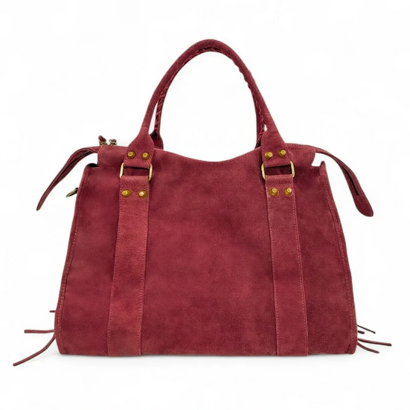 Grand sac à main en daim STORM SUEDE XL Rouge Bordeaux