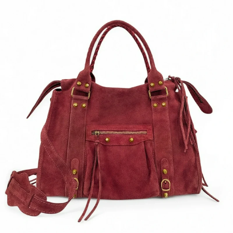 Grand sac à main en daim STORM SUEDE XL Rouge Bordeaux