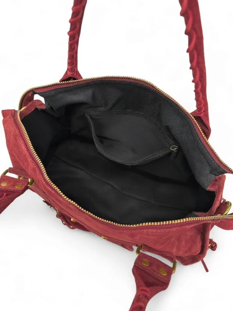Grand sac à main en daim STORM SUEDE XL Rouge Bordeaux