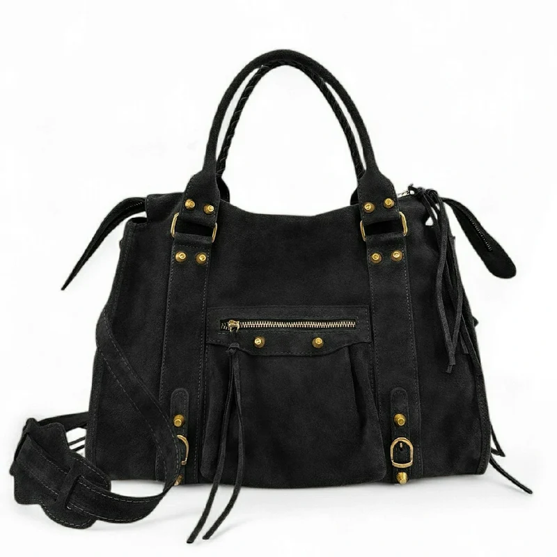 Grand sac à main en daim STORM SUEDE XL Noir