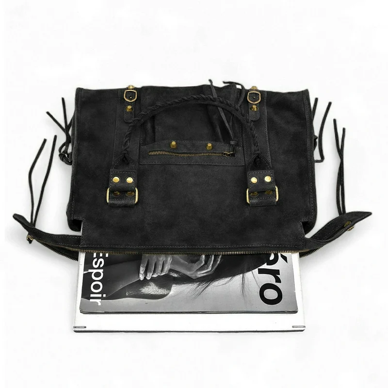 Grand sac à main en daim STORM SUEDE XL Noir