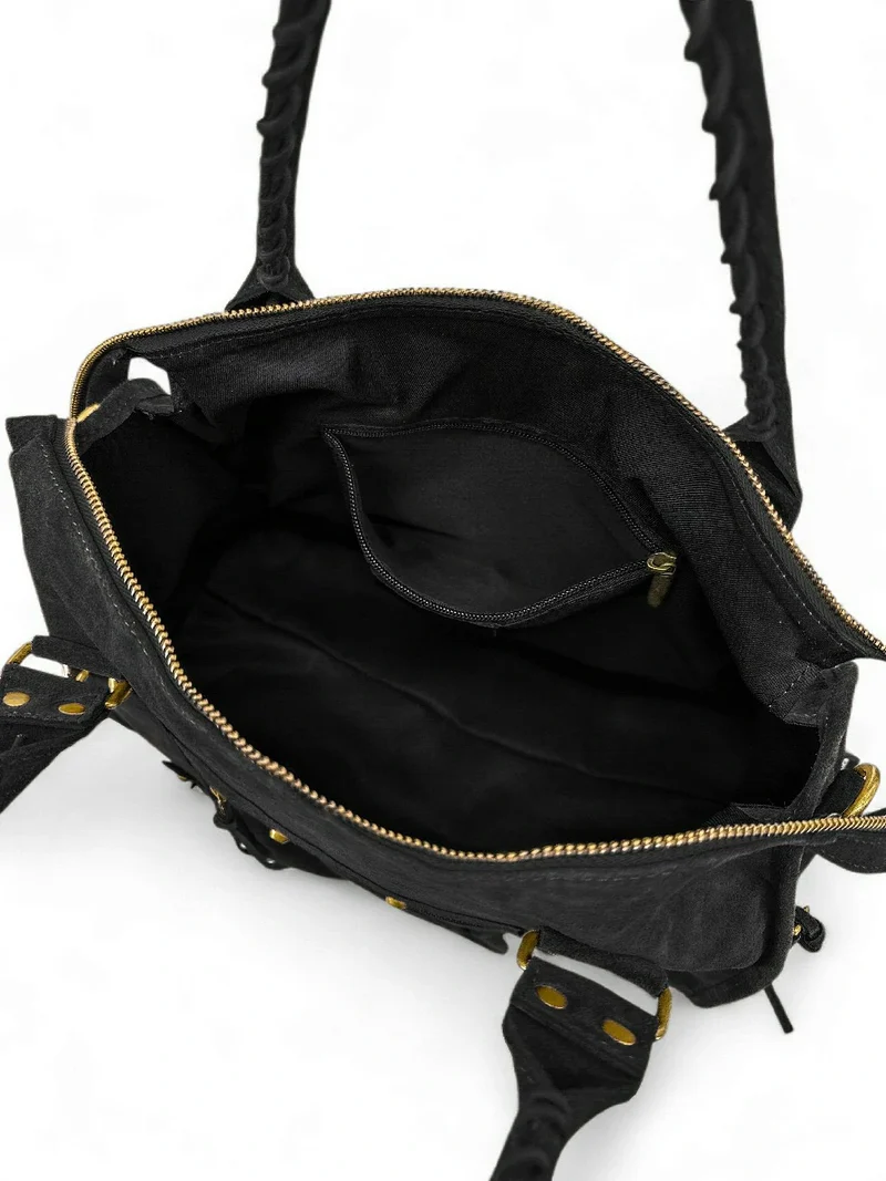 Grand sac à main en daim STORM SUEDE XL Noir