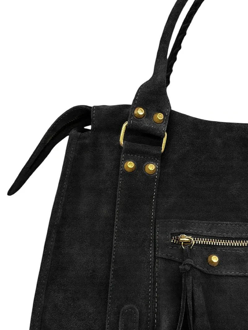 Grand sac à main en daim STORM SUEDE XL Noir