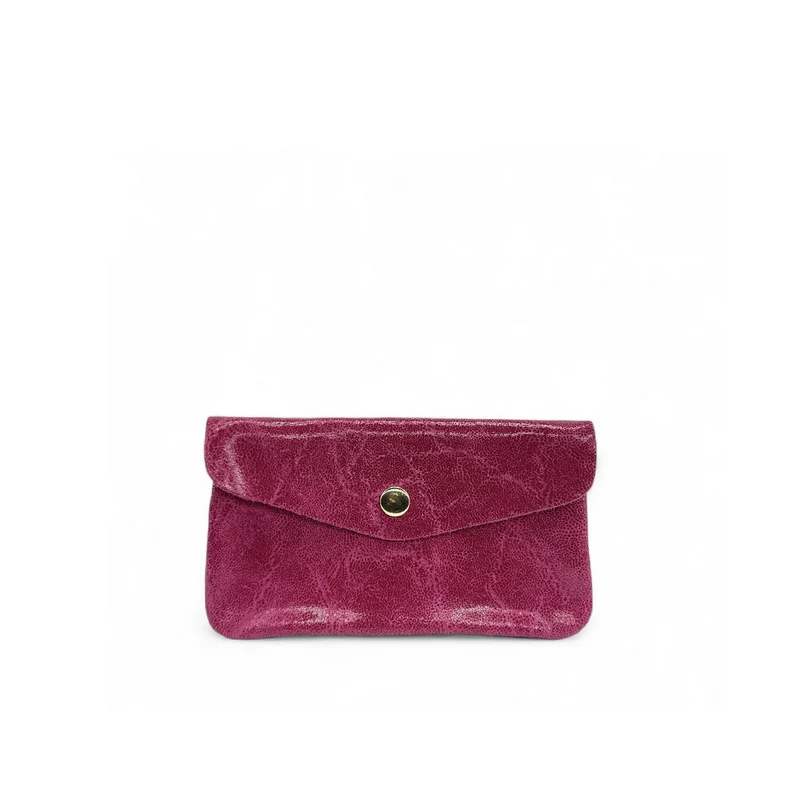 Pochette porte-monnaie en cuir brossé COMPO BROSSEE Rose fuchsia