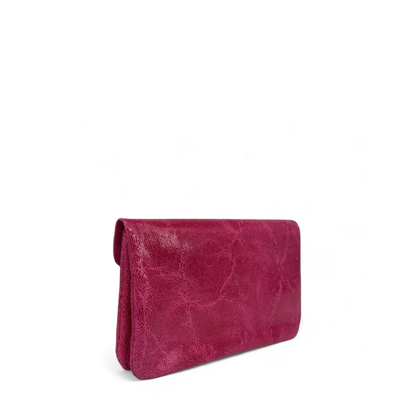 Pochette porte-monnaie en cuir brossé COMPO BROSSEE Rose fuchsia