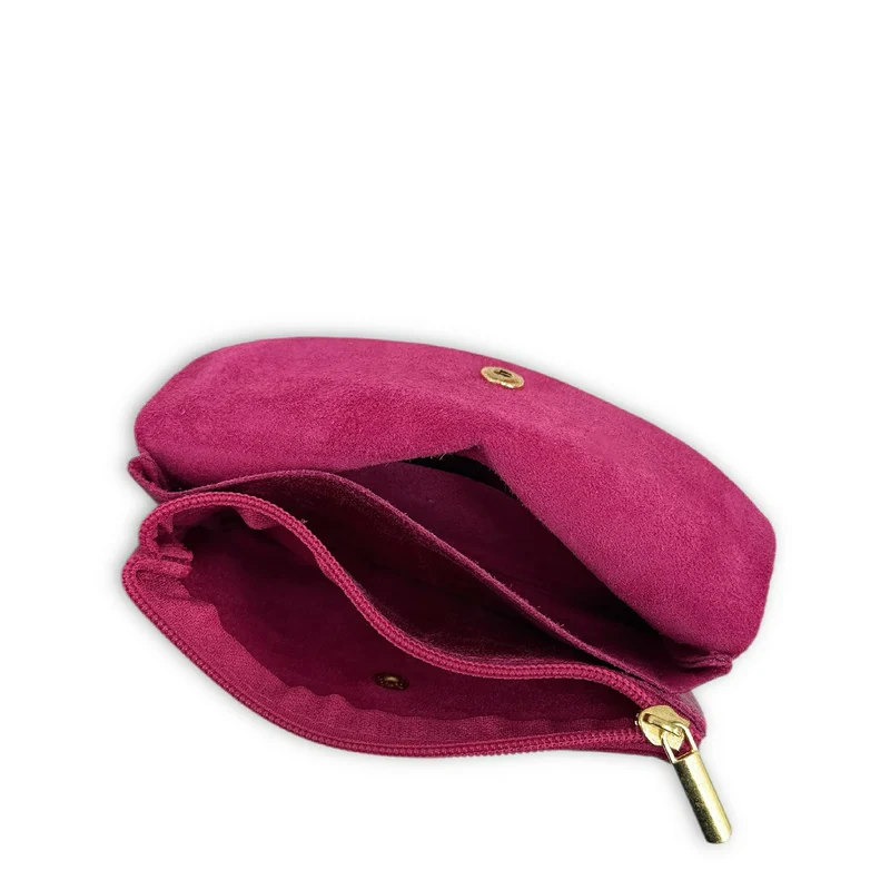 Pochette porte-monnaie en cuir brossé COMPO BROSSEE Rose fuchsia