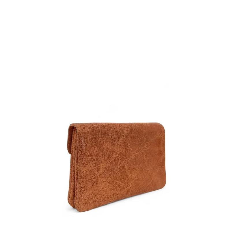Pochette porte-monnaie en cuir brossé COMPO BROSSEE Mandarine