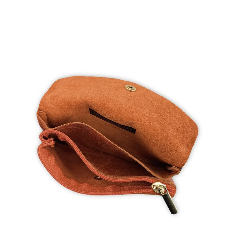 Pochette porte-monnaie en cuir brossé COMPO BROSSEE Mandarine