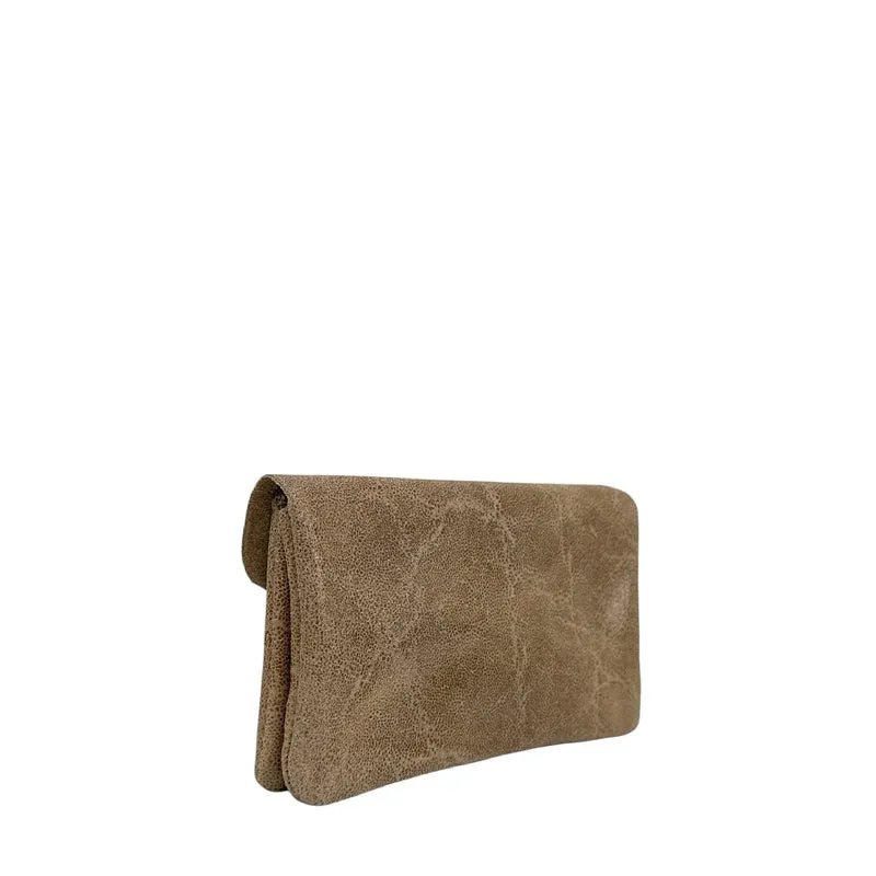 Pochette porte-monnaie en cuir brossé COMPO BROSSEE Taupe foncé