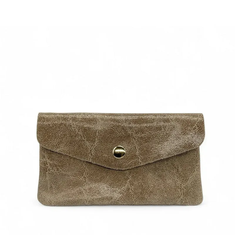 Pochette porte-monnaie en cuir brossé COMPO BROSSEE Taupe foncé