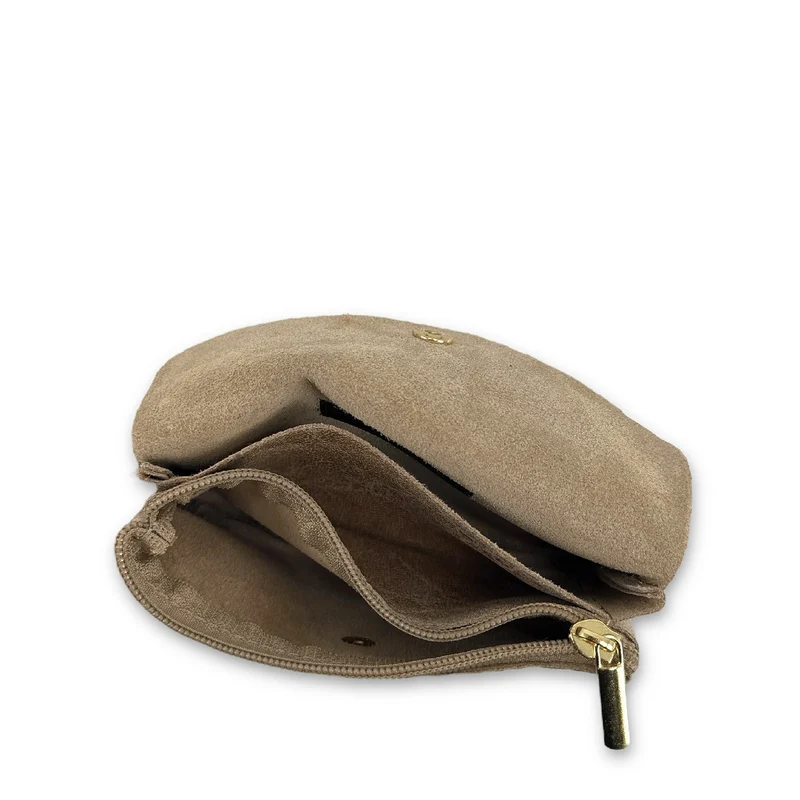 Pochette porte-monnaie en cuir brossé COMPO BROSSEE Taupe foncé