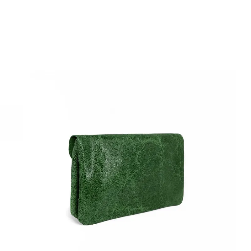 Pochette porte-monnaie en cuir brossé COMPO BROSSEE Vert anglais