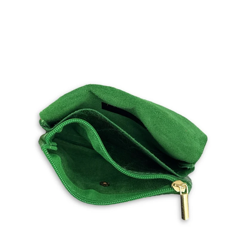 Pochette porte-monnaie en cuir brossé COMPO BROSSEE Vert anglais