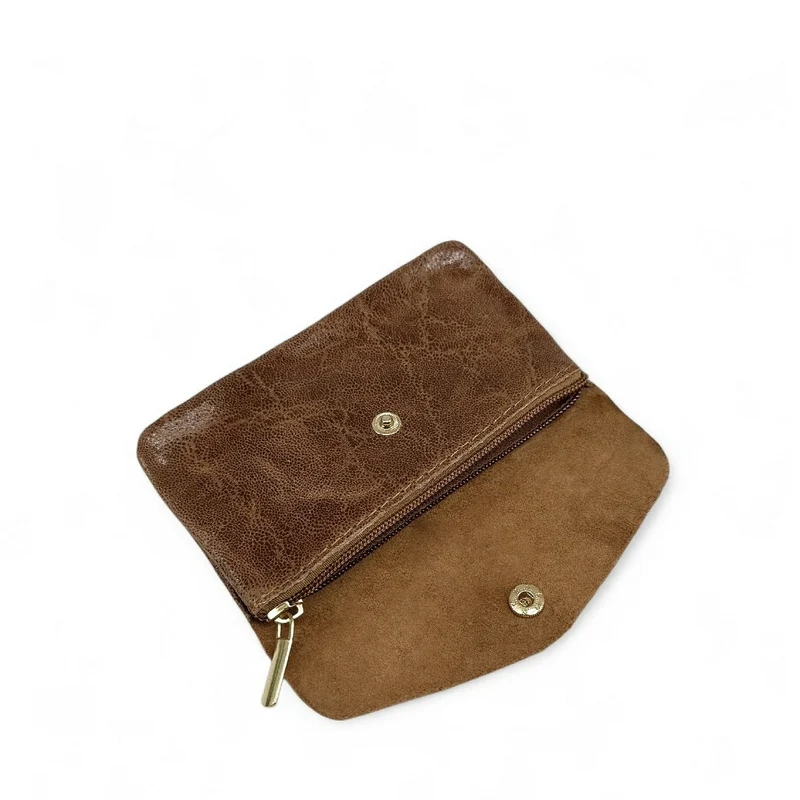 Pochette porte-monnaie en cuir brossé COMPO BROSSEE Cannelle
