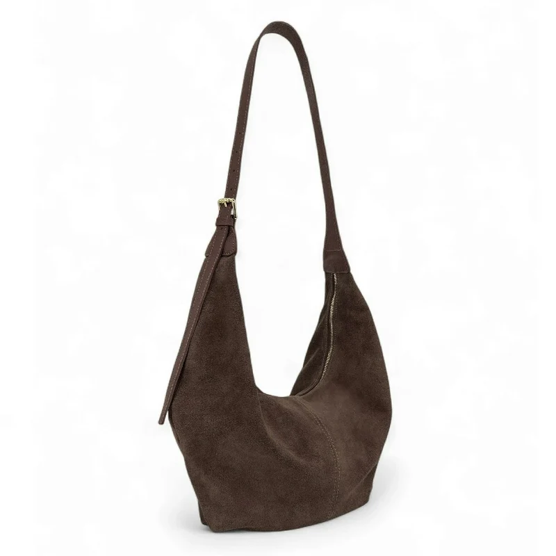 Besace demi-lune en daim HERMIONE Chocolat