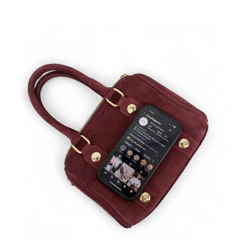 Mini sac bowling en daim DJODY Prune