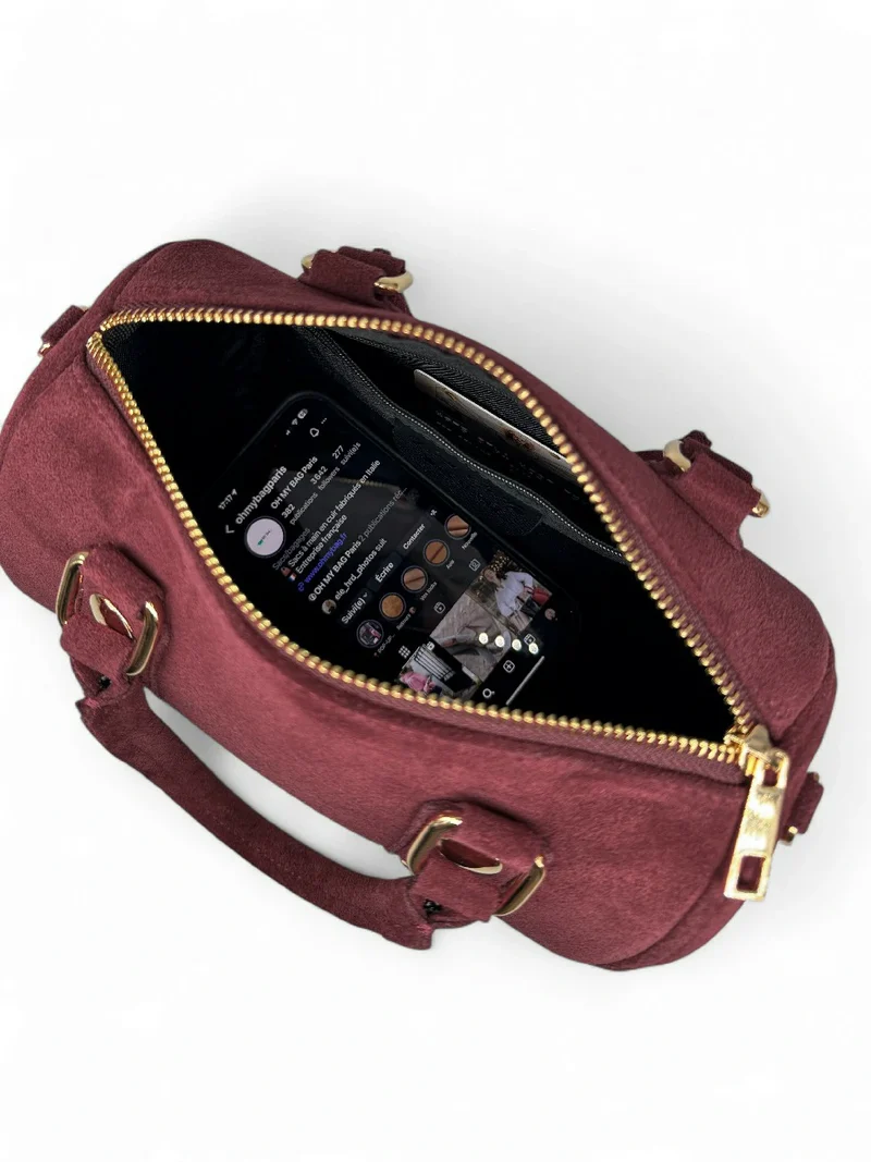 Mini sac bowling en daim DJODY Prune
