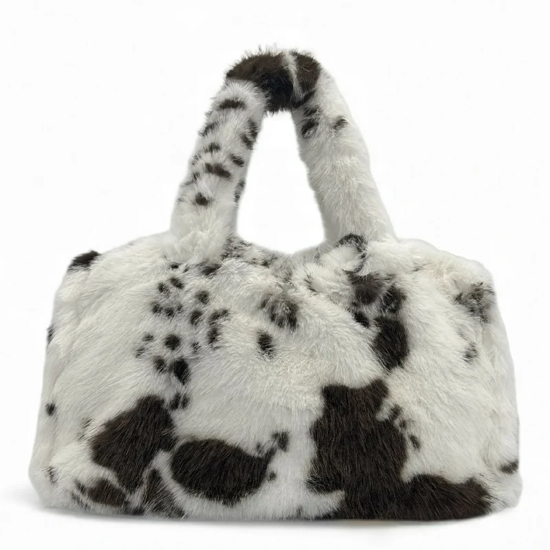 Sac cabas en fausse fourrure PJ PARTY Vache marron
