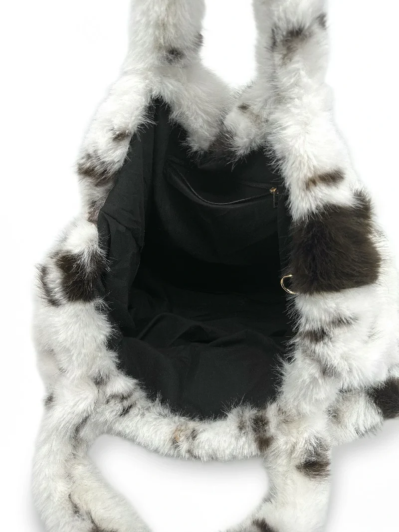 Sac cabas en fausse fourrure PJ PARTY Vache marron