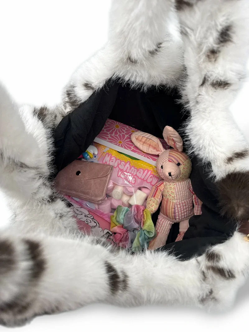 Sac cabas en fausse fourrure PJ PARTY Vache marron