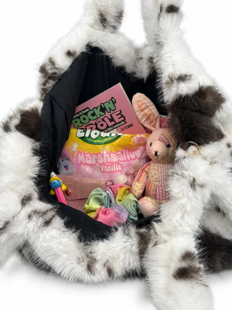 Sac cabas en fausse fourrure PJ PARTY Vache marron