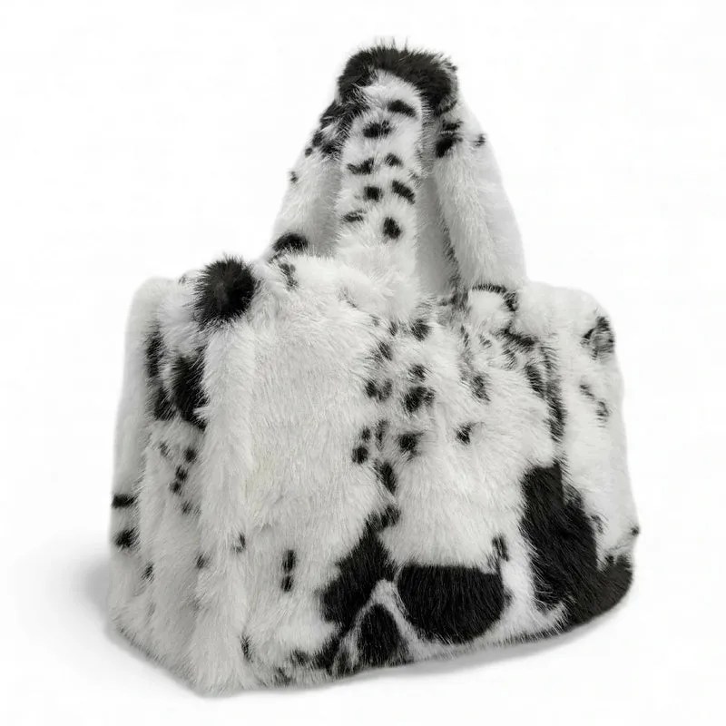 Sac cabas en fausse fourrure PJ PARTY Vache noir