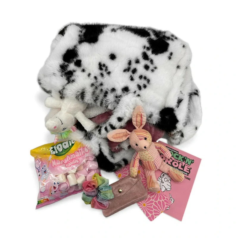 Sac cabas en fausse fourrure PJ PARTY Vache noir
