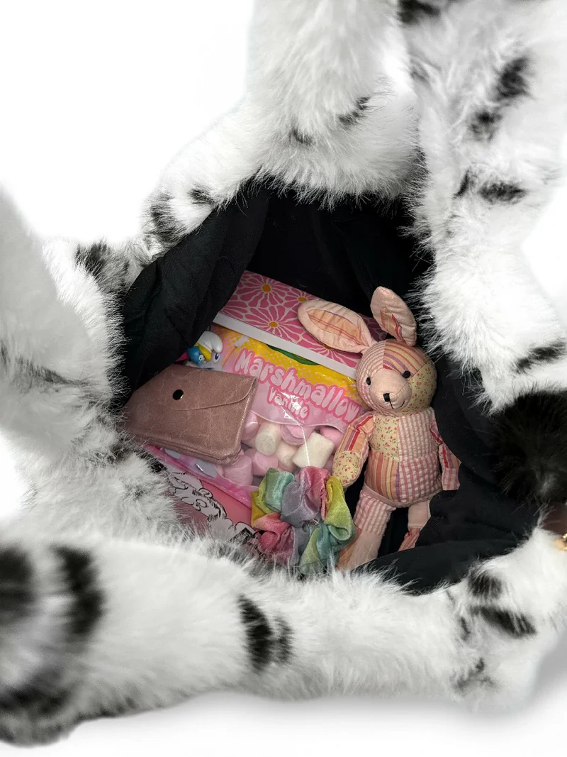 Sac cabas en fausse fourrure PJ PARTY Vache noir