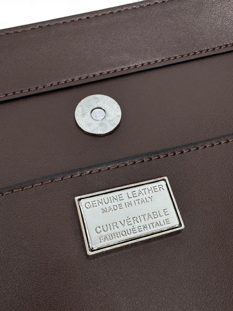 Grand sac cabas en daim et cuir lisse PURDAY Taupe foncé