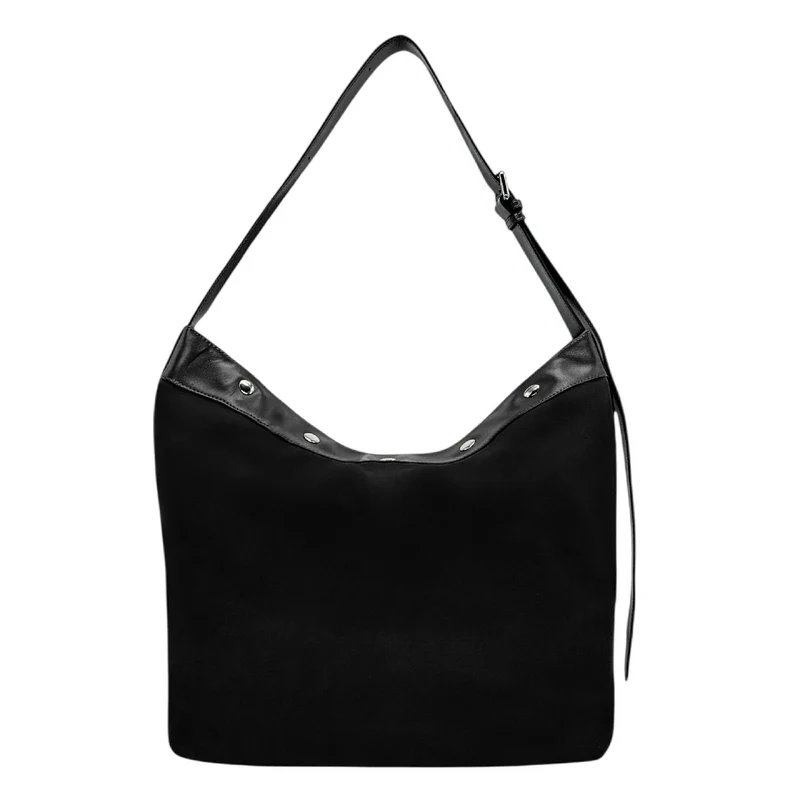 Grand sac cabas en daim et cuir lisse EMMA Noir