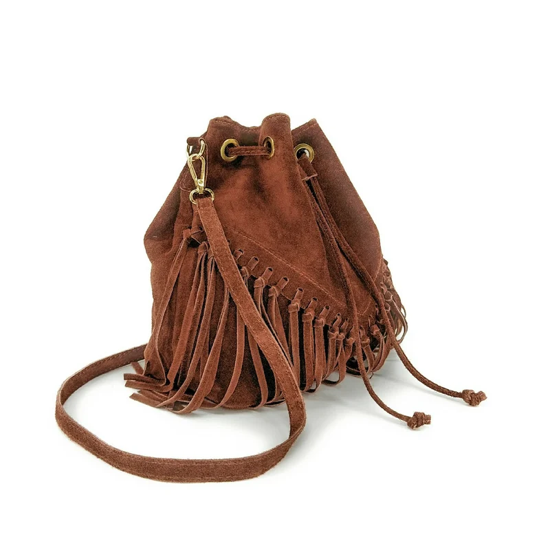 Sac bourse en daim APONI Rouge brique