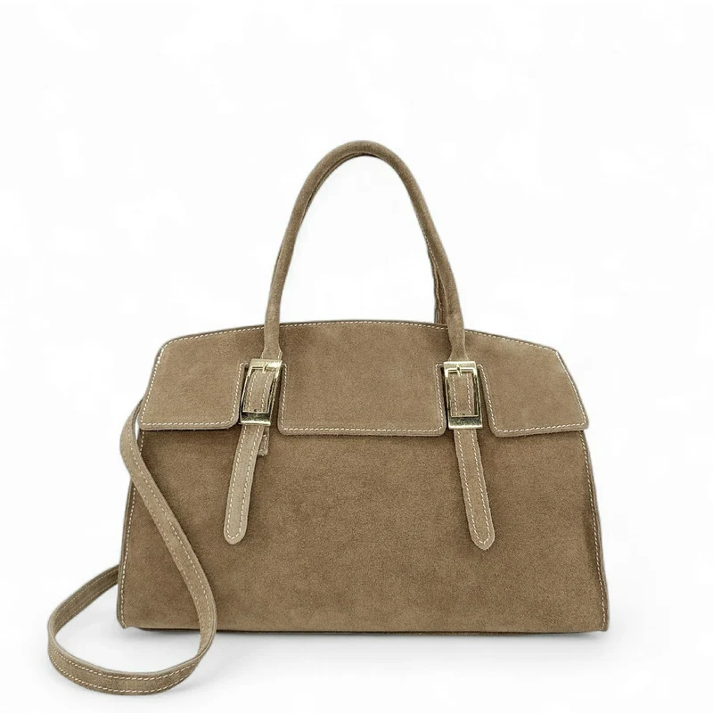 Sac bowling en daim WHAT'S UP Taupe