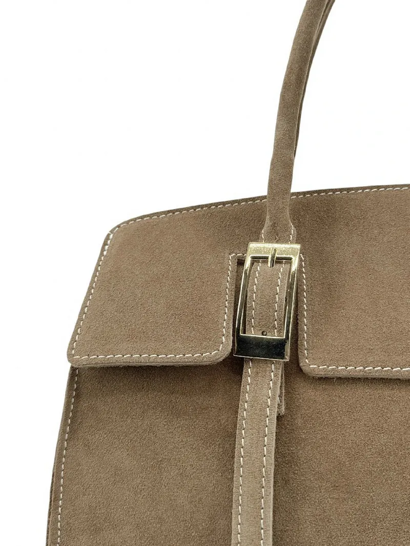 Sac bowling en daim WHAT'S UP Taupe