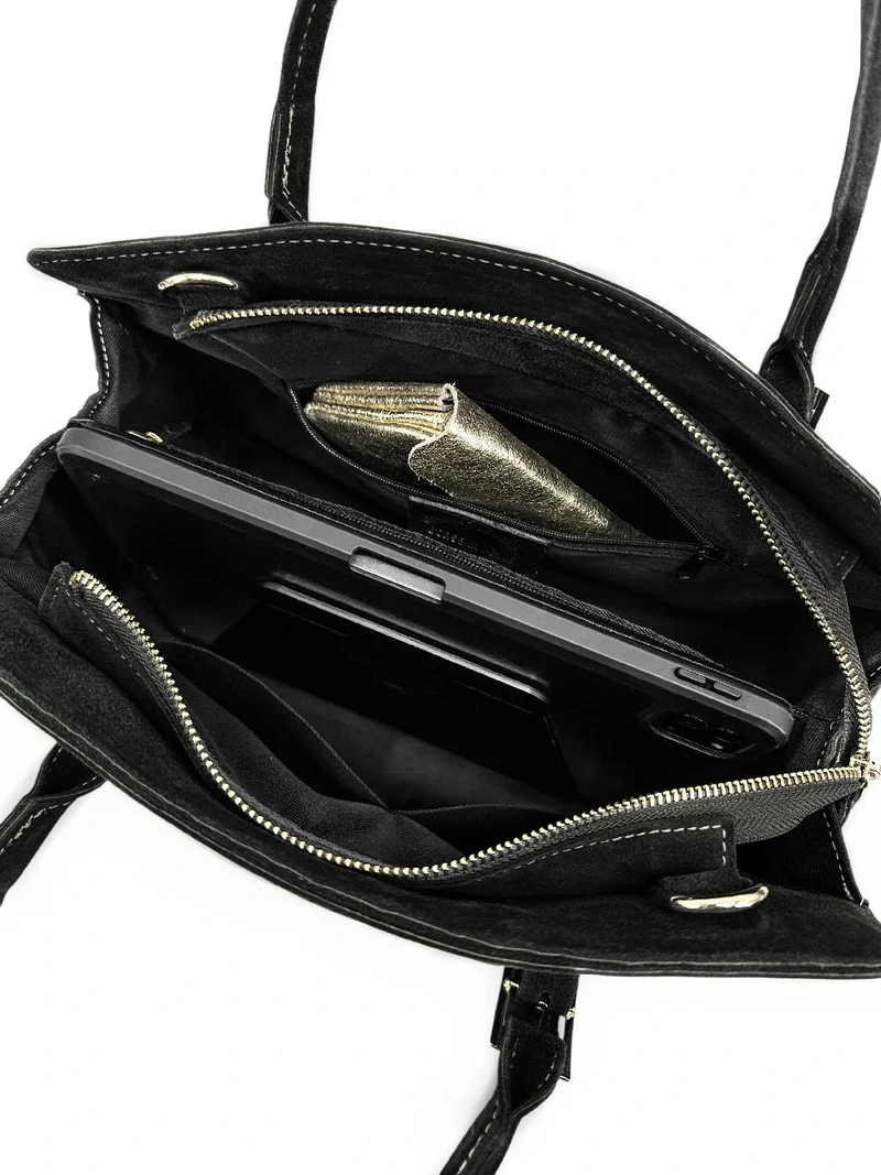 Sac bowling en daim WHAT'S UP Noir