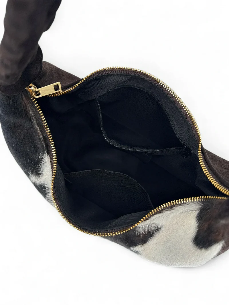 Sac demi-lune en cuir daim et vachette U-NYX Numéro 01