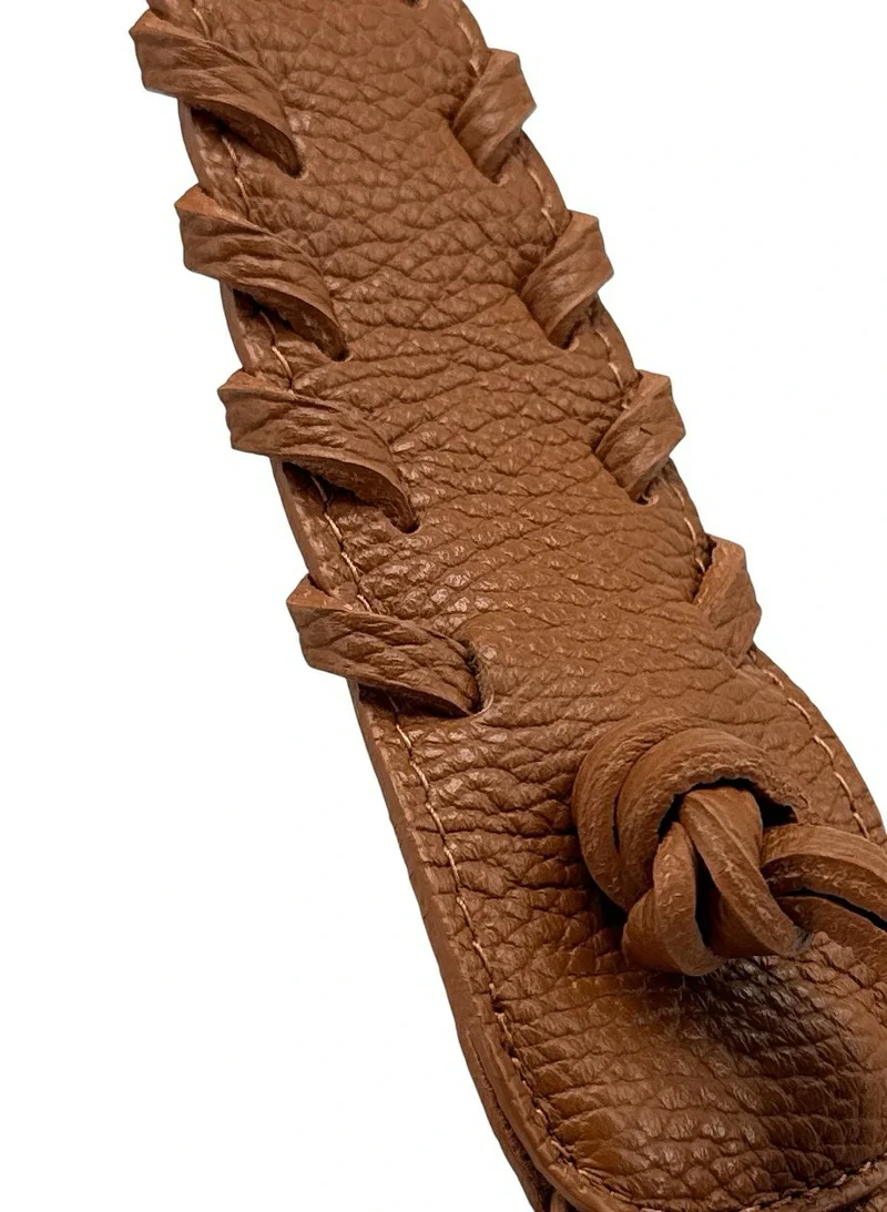 Sac demi-lune en cuir grainé NYX Camel foncé