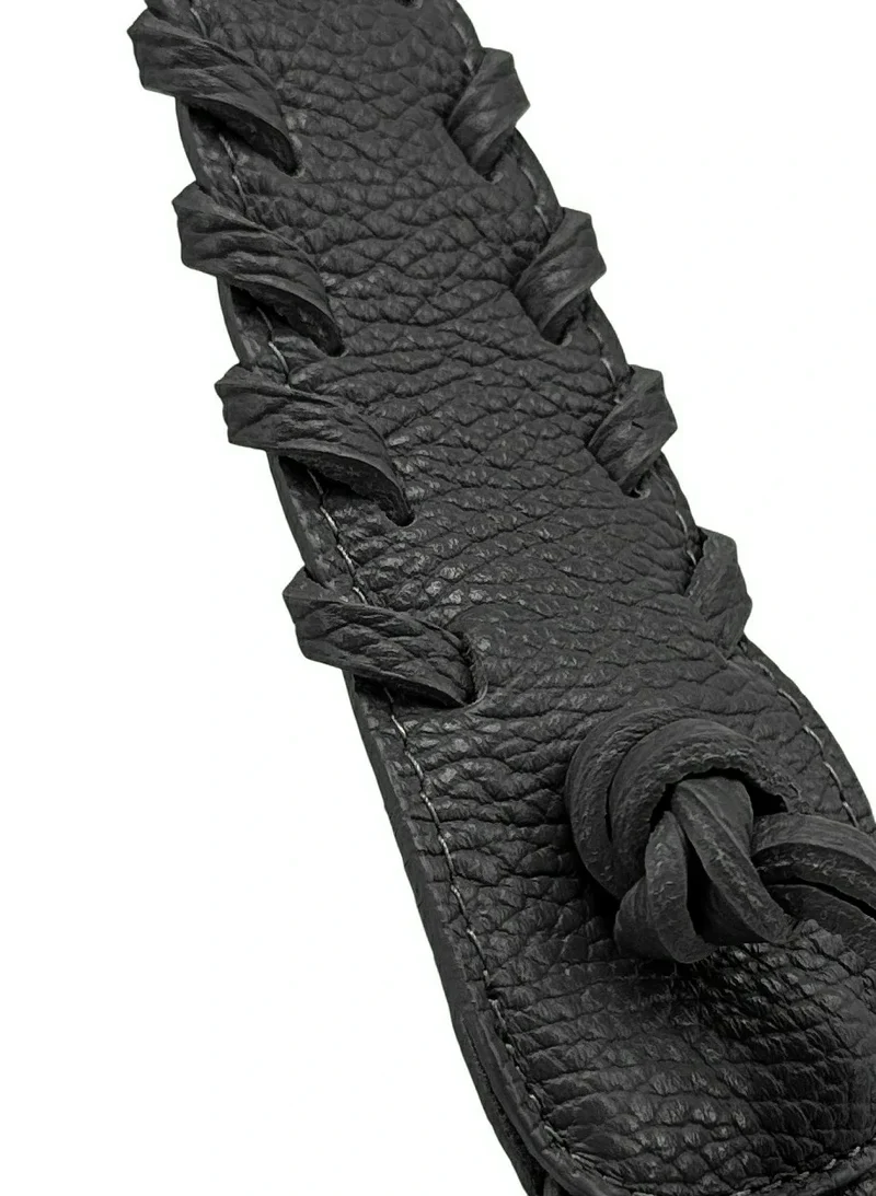 Sac demi-lune en cuir grainé NYX Noir