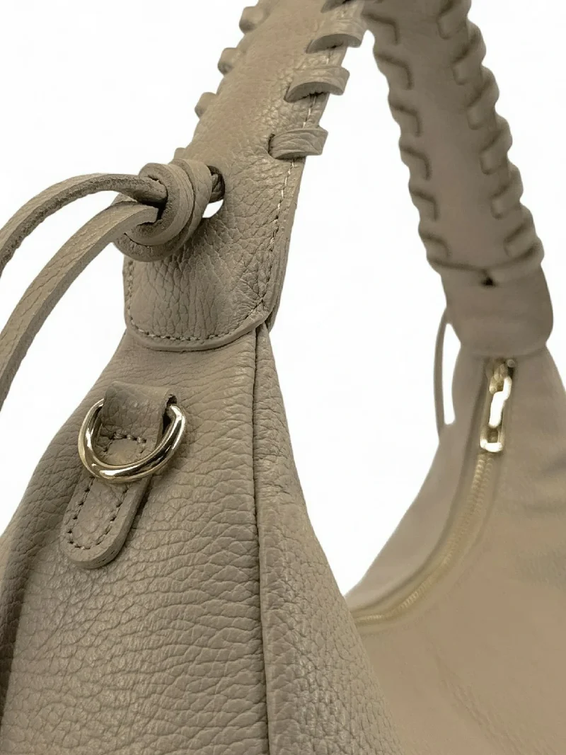 Sac demi-lune en cuir grainé NYX Taupe