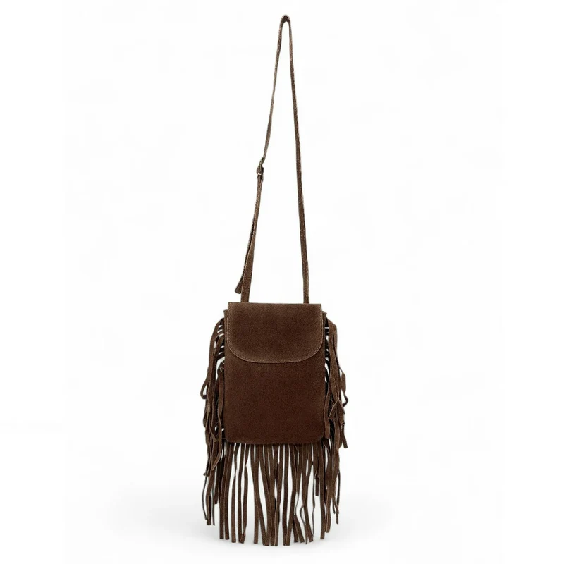 Sac besace en croûte de cuir ODINA Marron Cannelle