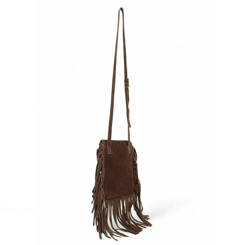 Sac besace en croûte de cuir ODINA Marron Cannelle