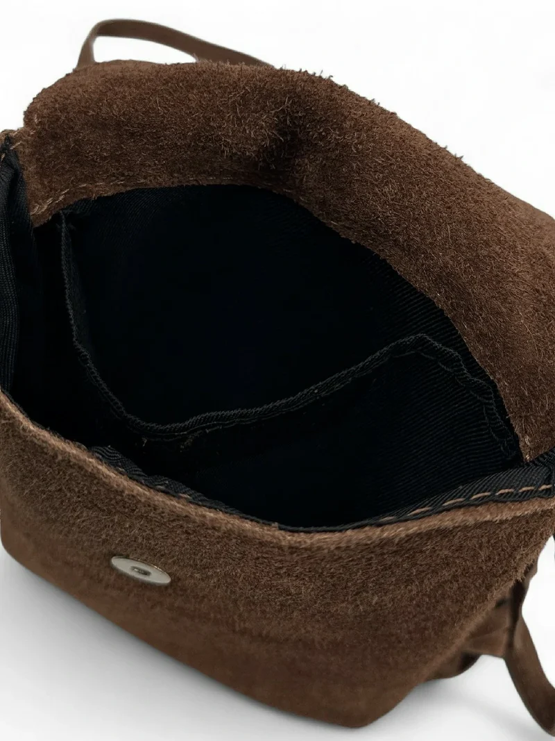 Sac besace en croûte de cuir ODINA Marron Cannelle