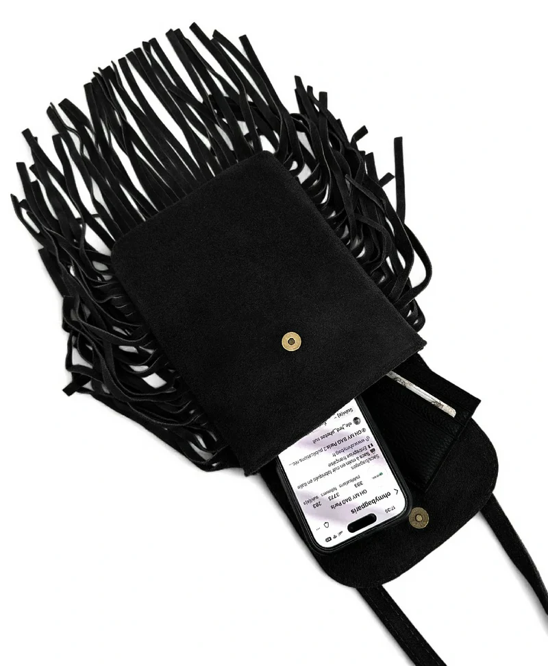 Sac besace en croûte de cuir ODINA Noir