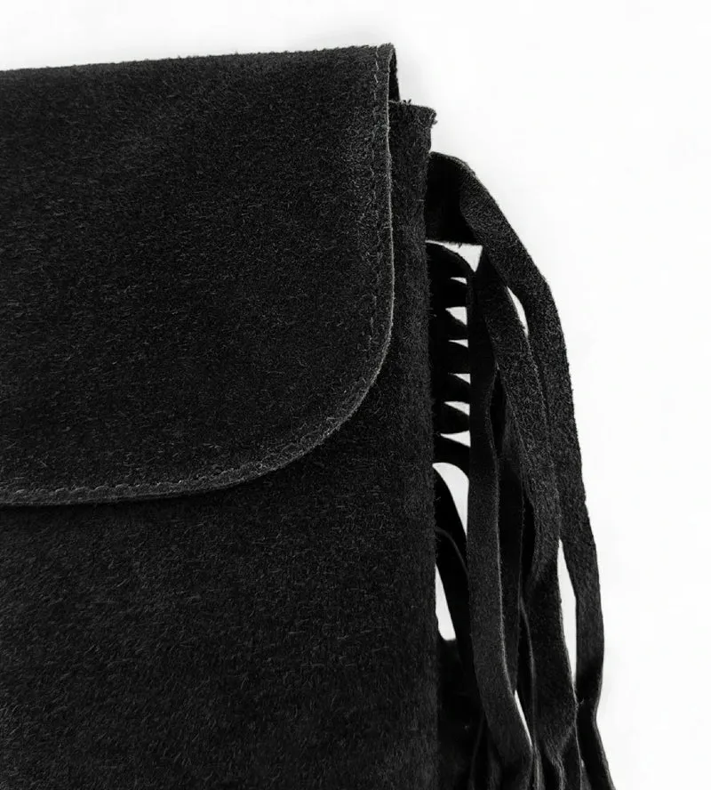 Sac besace en croûte de cuir ODINA Noir