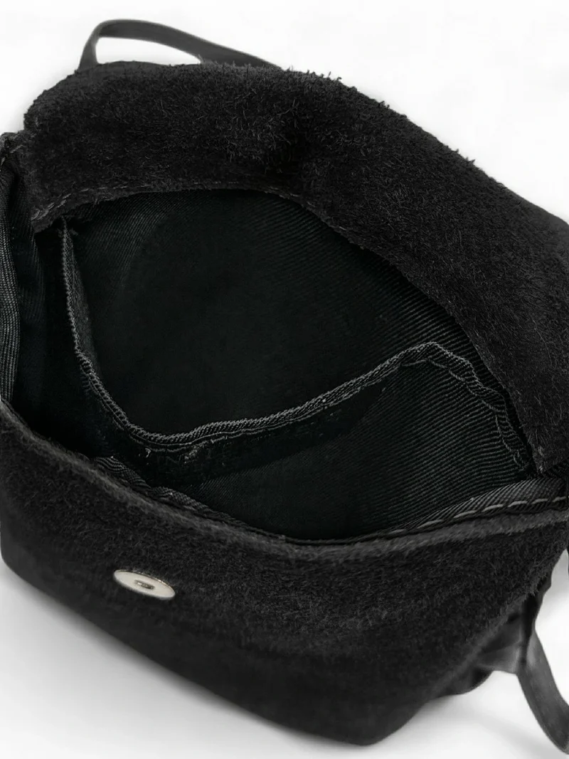 Sac besace en croûte de cuir ODINA Noir