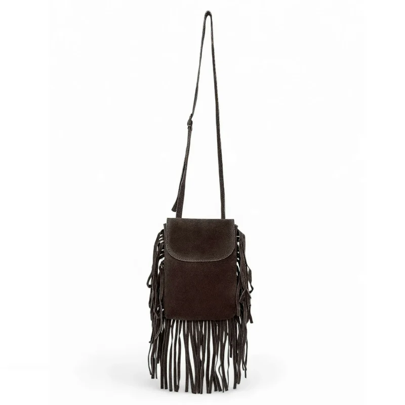 Sac besace en croûte de cuir ODINA Chocolat