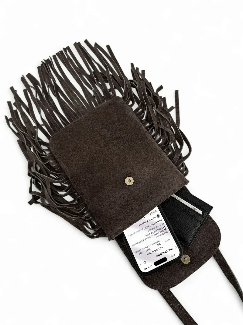 Sac besace en croûte de cuir ODINA Chocolat