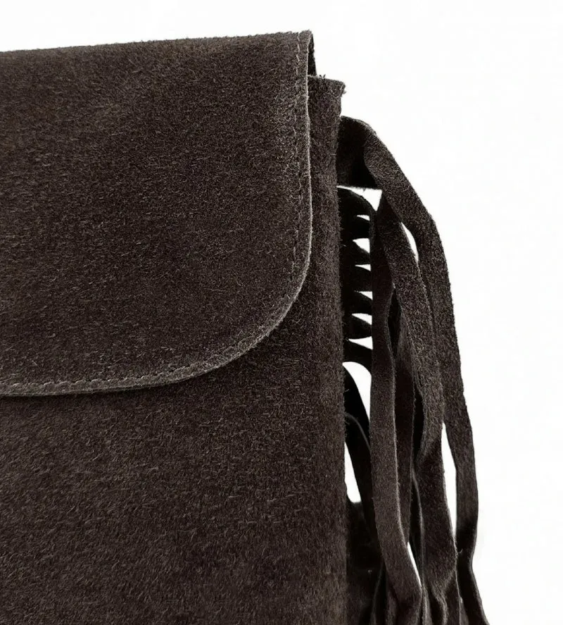 Sac besace en croûte de cuir ODINA Chocolat