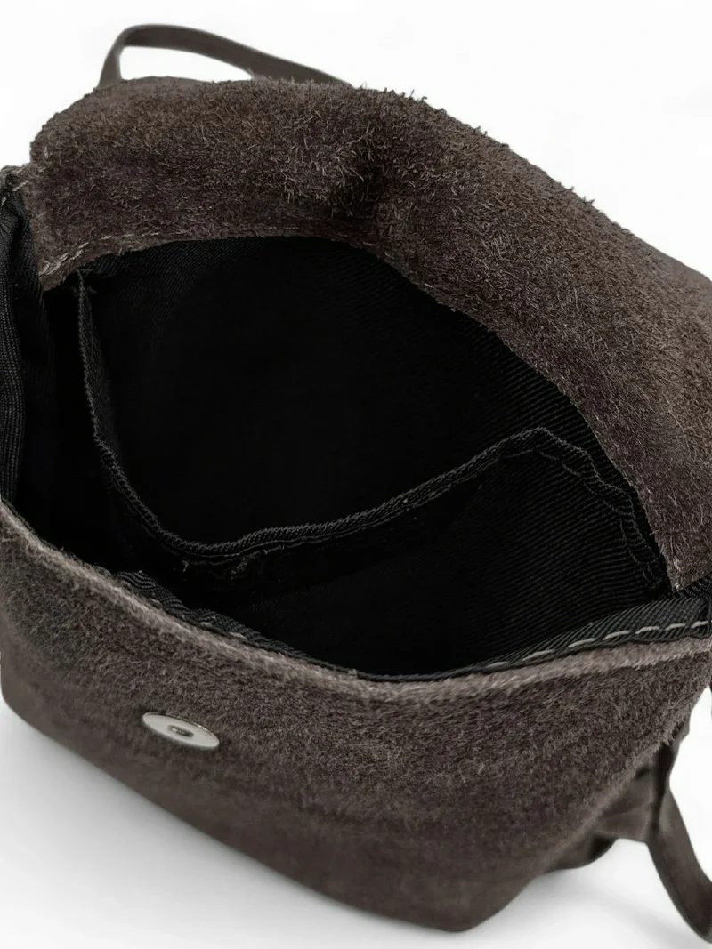 Sac besace en croûte de cuir ODINA Chocolat