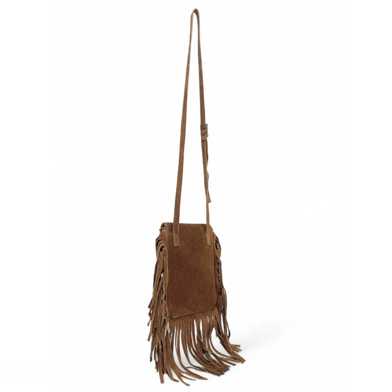 Sac besace en croûte de cuir ODINA Camel foncé